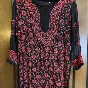 Sheer Embroidered Tunic Kurti